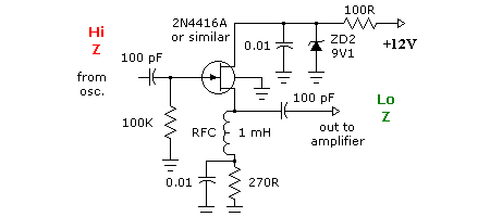 schematic circuit of a FET buffer amplifier