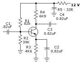 final schematic of a class A amplifier