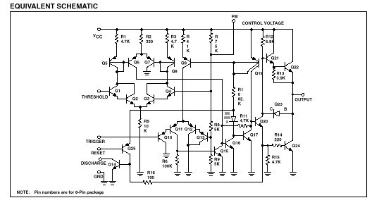 equivalent schematic of a 555 timer