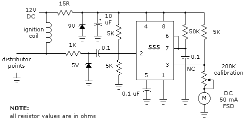 schematic of a car tachometer