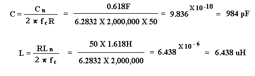 final component calculations - high pass filter